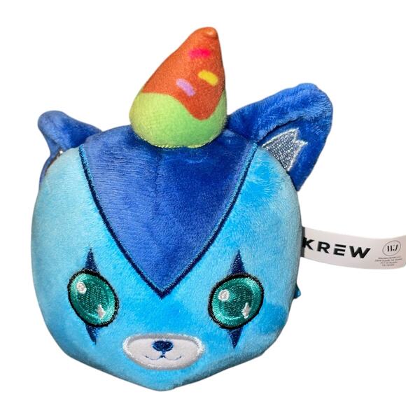 Krew District Funneh Plush Teddy Head Cat Love U Pillow Cushion Stuffed 6" Blue - Picture 11 of 12